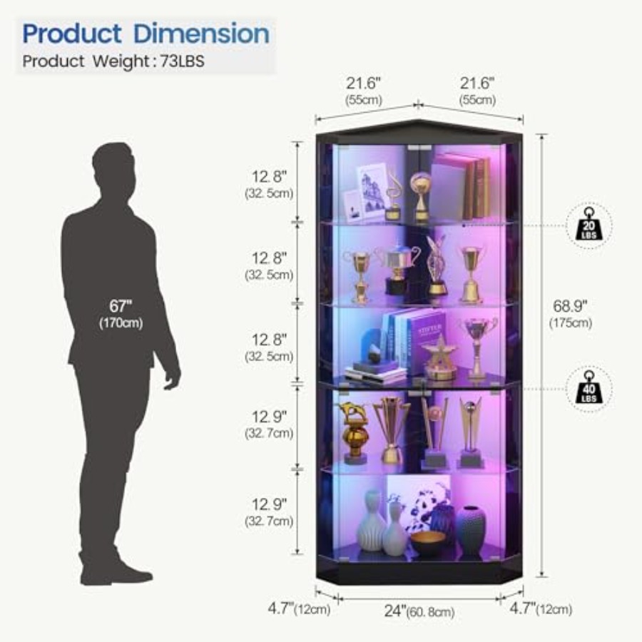 Vitrine de Canto com Luzes RGB - Display Case Acrylic avaliação e preço